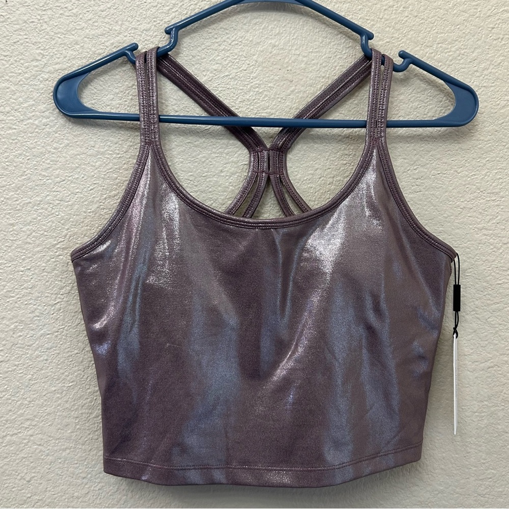 RARE Pink Metallic Calvin Klein Crop Tank with Built in Sports bra New With Tags